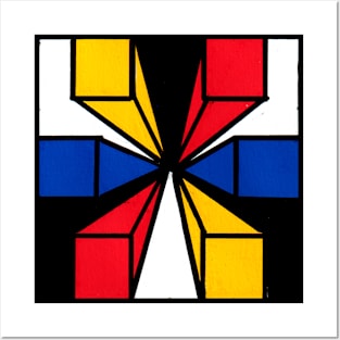 Mondrian Inspired Geometric Abstract Acrylic Painting XII Posters and Art